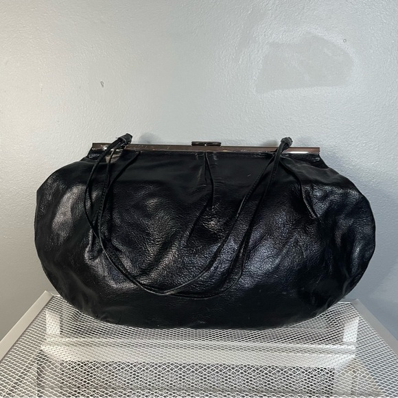 Vintage Banana Republic Black Leather Clutch - Picture 1 of 8